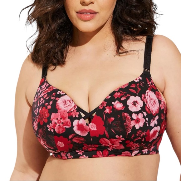 torrid Other - Torrid Curve Dream 360 Back Smoothing Wire-Free Push-Up Bra Floral Size 46DD